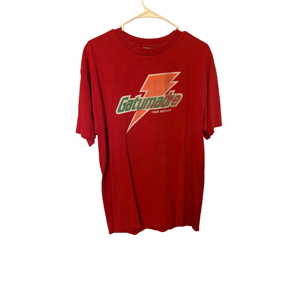 Vintage Gatorade Free Refills Graphic T-Shirt Red Short Sleeve Crewneck L